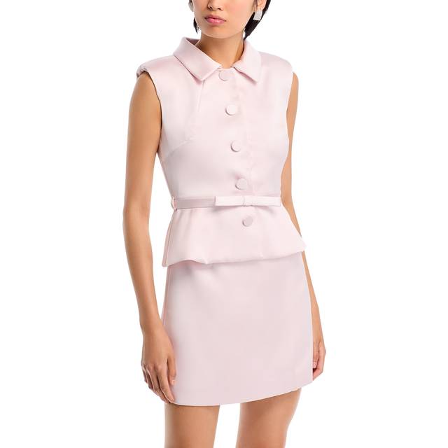 SELF PORTRAIT Satin Tailored Mini Dress - Pink
