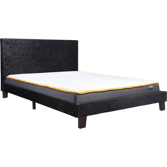 King Size Bed Frame & Mattress Black Velvet Fabric Birlea Sleepsoul Paris 5FT