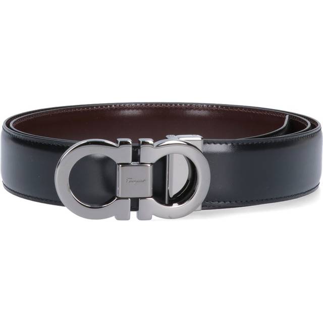 Ferragamo Men Reversible and adjustable Gancini belt Black