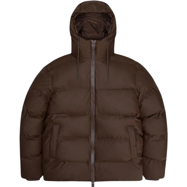 Rains Alta Coated Shell Puffer Jacket - XL - Brown