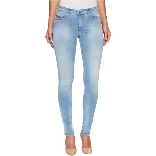 Women's DIESEL SKINZEE 084CR Womens Denim Jeans Faded Stretch Super Skinny Fit Blue Pant - Size: 32in/14