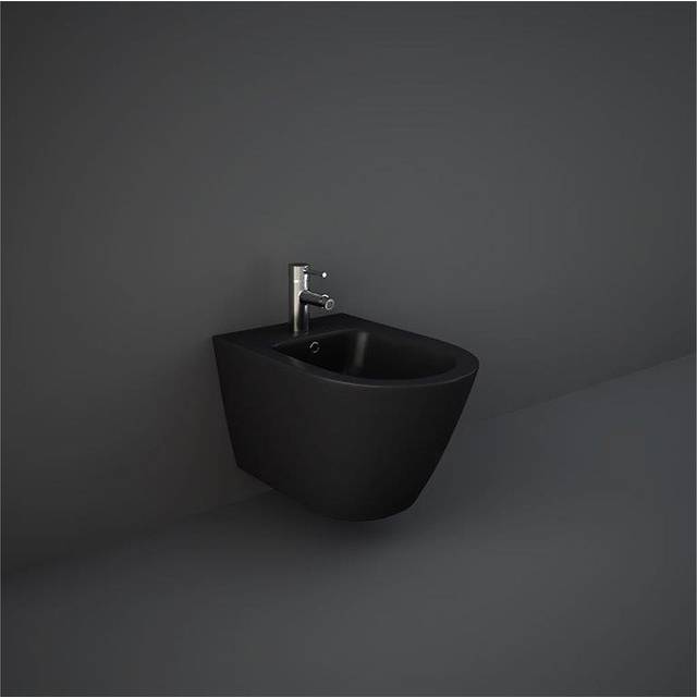 RAK Ceramics Feeling Wall Hung Bidet | Matt Black | 360mm x 320mm x 520mm