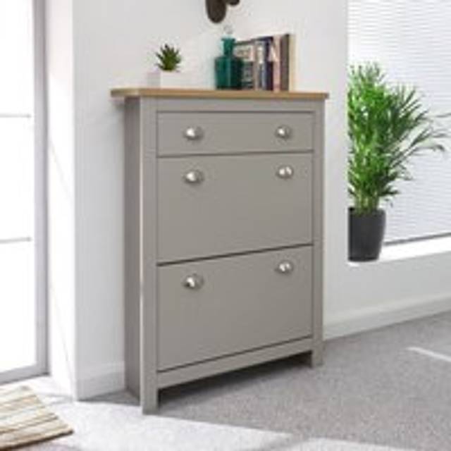 Lancaster Shoe Storage Grey & Oak 2 Door 1 Drawer
