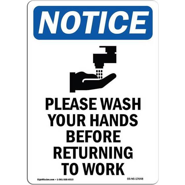 SignMission OS-NS-RD-1824-V-17648 Osha Notice Sign - Please Wash Your Hands