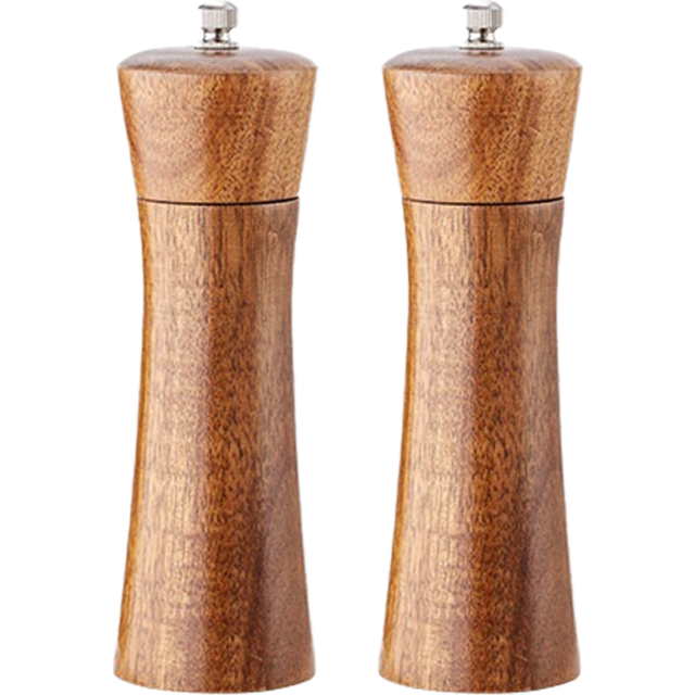 Wooden Salt and Pepper Grinder Set, Refillable Tableware Acacia Wood, Large Pepper Grinder Salt Shaker-6 inch square head color box
