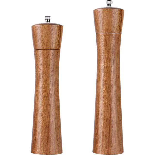 Wooden Salt and Pepper Grinder Set - Manual Mills with Adjustable Coarseness - High Quality Wood and Ceramic Roto