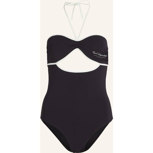 Karl Lagerfeld, Hotel Karl Halter-neck Swimsuit, Woman, Black, Size: S