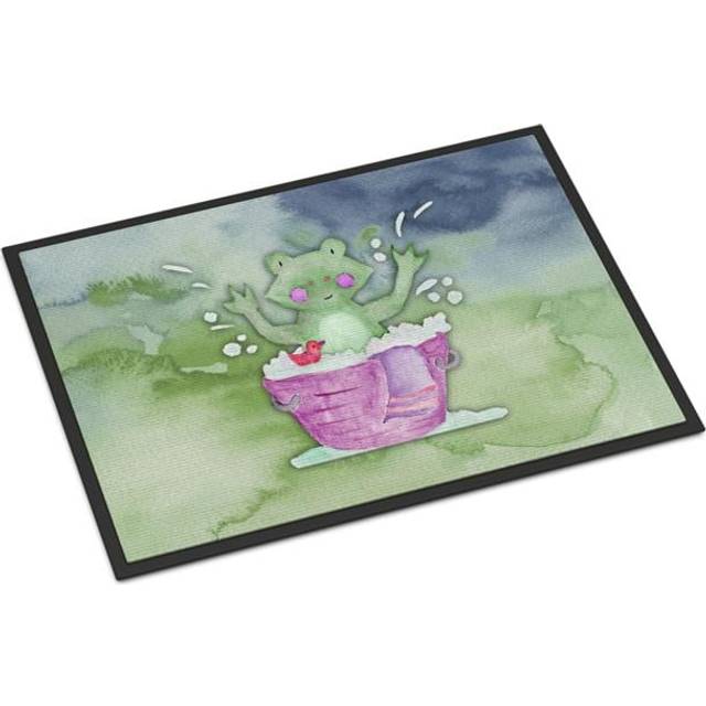 """""Caroline's Treasures Frog Bathing Watercolor Doormat  24""""""""H x 36""""""""W  Multicolor"""""