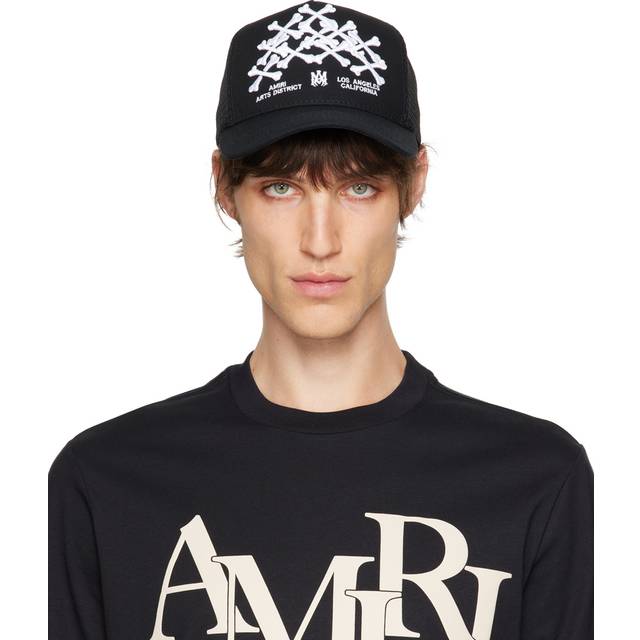 Amiri Bones Stacked Trucker Hat in Black - Black. Size all. (all)