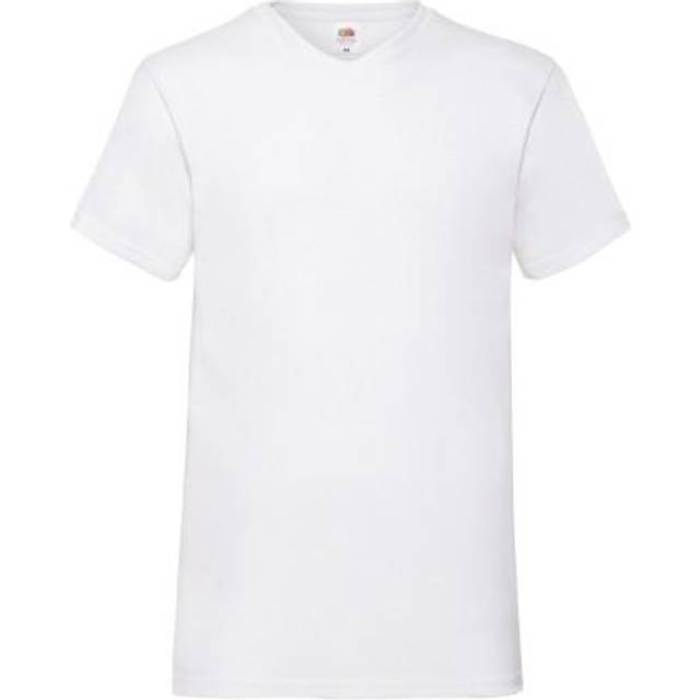(S, White) Fruit of the Loom Mens Valueweight Plain V Neck T-Shirt