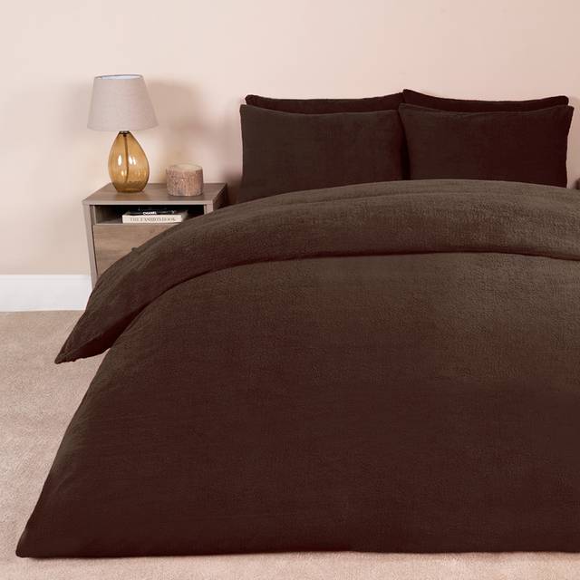 Teddy Duvet Cover with Pillow Case Bedding Set - Chocolate - Double