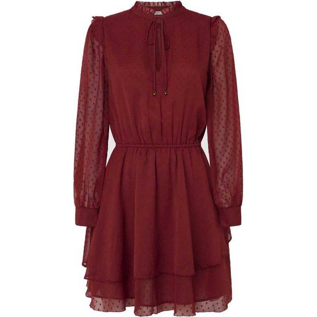 Pepe Jeans for woman. PL953612 Otto dress maroon (XS), Casual, Polyester, Long sleeve