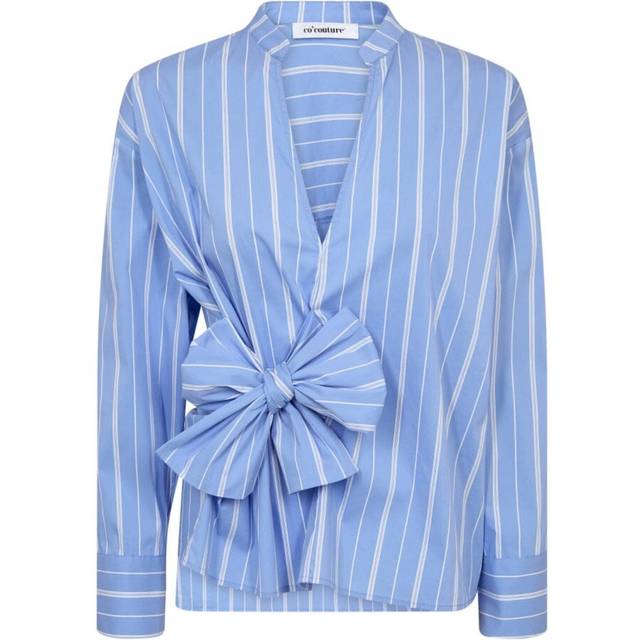 Co'Couture, Blouses, female, Blue, XS, Blue Stripe Bow V Blouse