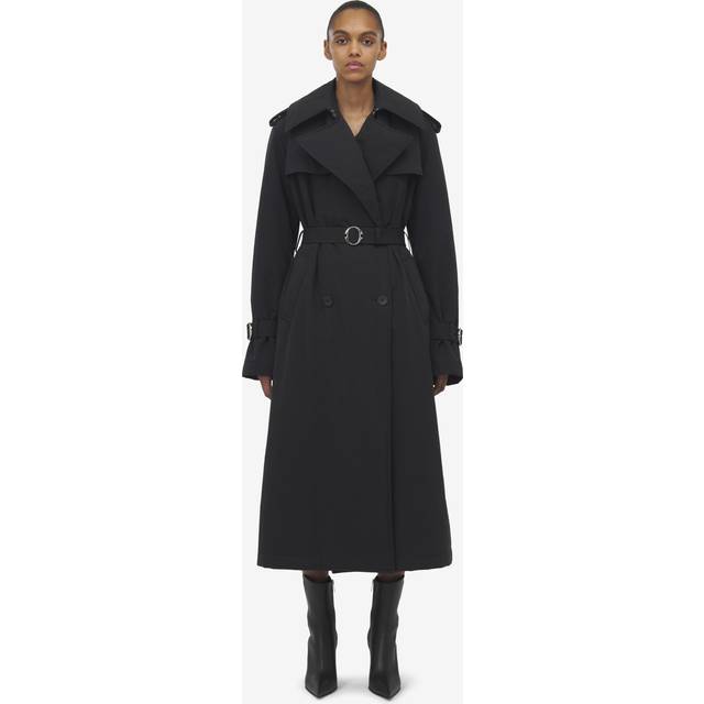 ALEXANDER MCQUEEN Double-Breasted Trench Coat - Black