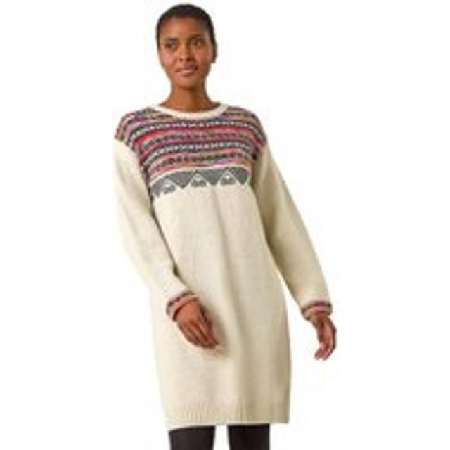 Roman Ivory Nordic Pattern Knitted Shift Dress - Size 20
