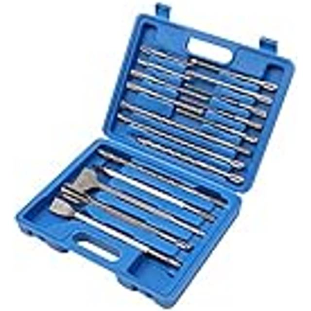 SDS Plus Drill Bit Set with Chisels 17PCs, SDS-Plus Rotary Hammer Drill Bits for Concrete Brick Masonry Marble Granite, Storage Case Included 121694