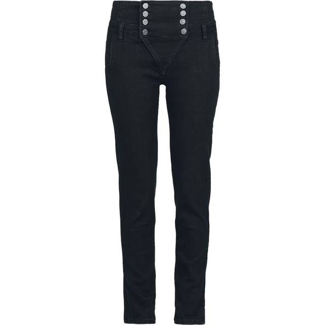 Black Premium by EMP Double Button Placket Jeans Cloth Trousers black - W28L32