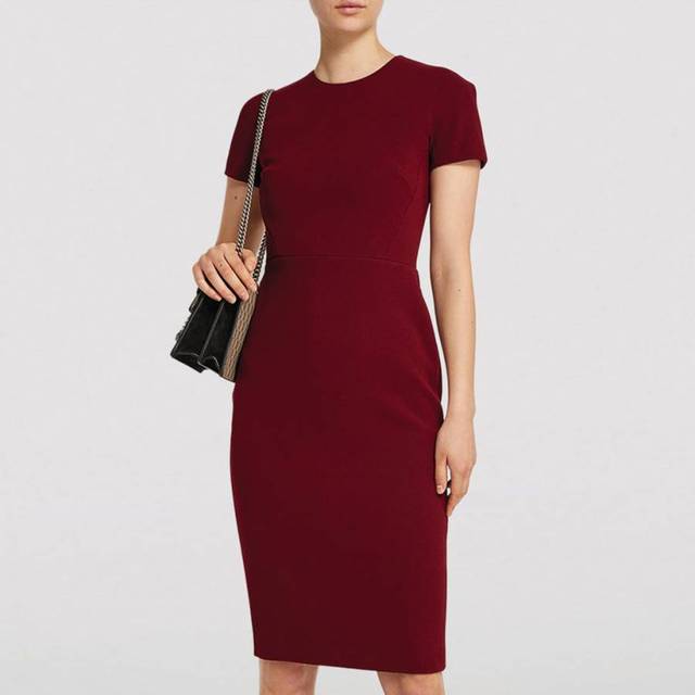 Burgundy T-Shirt Fitted Dress - Red (10)
