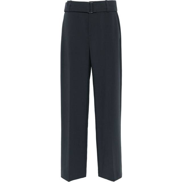 Vince - belted wide-leg trousers - women - Polyester/Elastane/Viscose - 12 - Grey