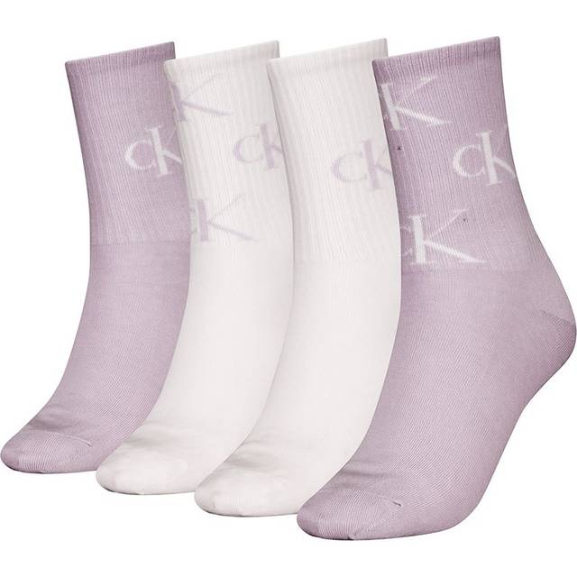 Calvin Klein 4-pack Women Aop Socks Gift Box - White/Lilac - One Size