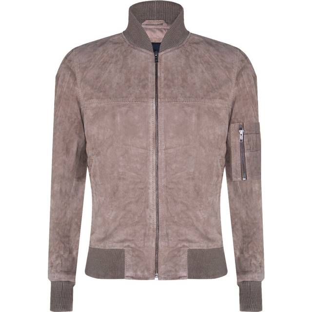 (4XL) Mens Sand Goat Suede Bomber Jacket MA-1 Varsity