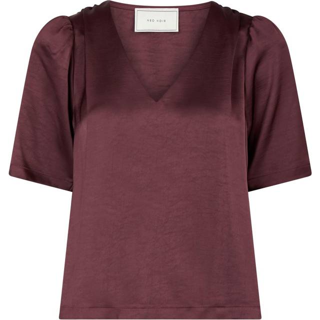 Neo Noir Largo Heavy Sateen Blouse Dam Långärmade Blusar Stl. 34 - Från Magasin - Burgundy (34)
