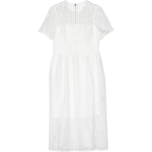 DKNY - mesh flared dress - women - Polyester/Polyester - 6 - White