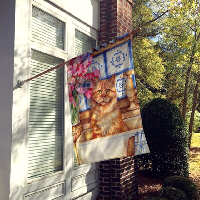 Caroline's Treasures CDCO0195CHF Cat In Sink by Debbie Cook Canvas House Flag  Large  Multicolor