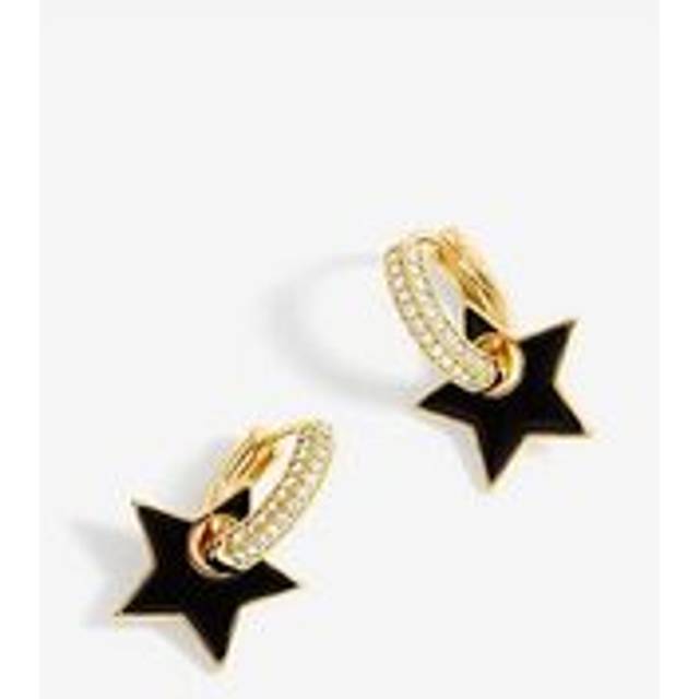 Jon Richard Jon Richard Gold Plated And Jet Enamel Star Earrings