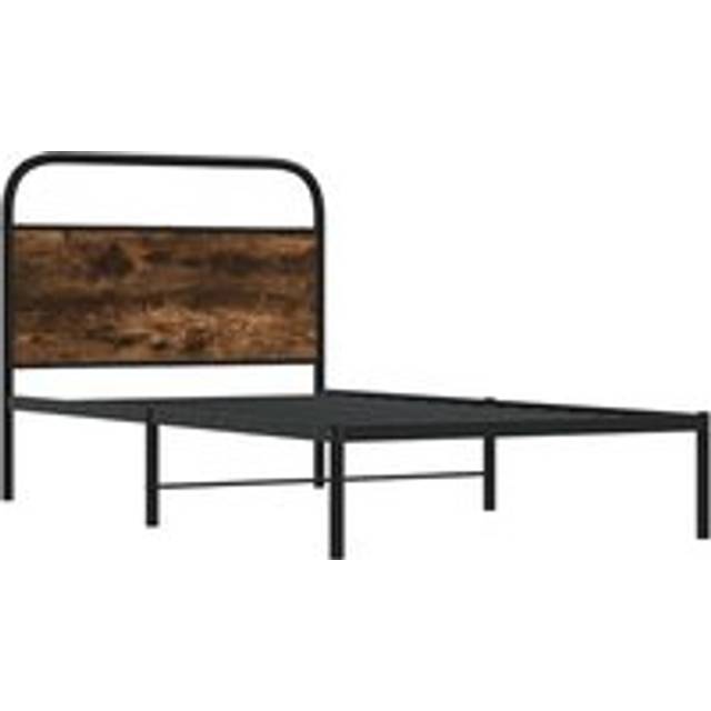 vidaXL Bed Frame Without Mattress 90x190 cm Single Smoked Oak Engineered Wood - Brown