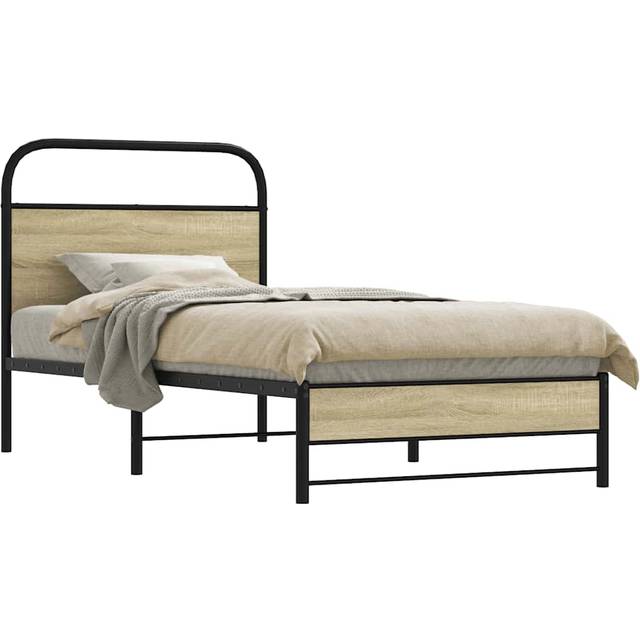 vidaXL Bed Frame without Mattress 75x190 cm Small Single Sonoma Oak Engineered Wood - Brown