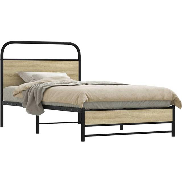 vidaXL Bed Frame without Mattress 90x190 cm Single Sonoma Oak Engineered Wood - Brown