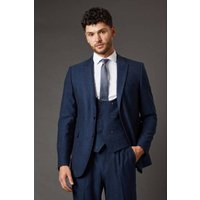 Mens Navy Tweed Look Tailored Fit Suit Jacket