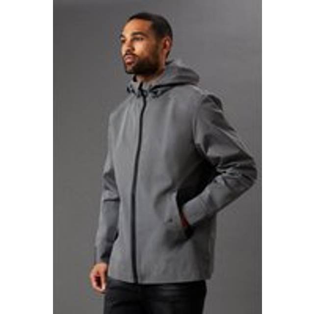 Mens Grey Water Resistant Hooded Jacket