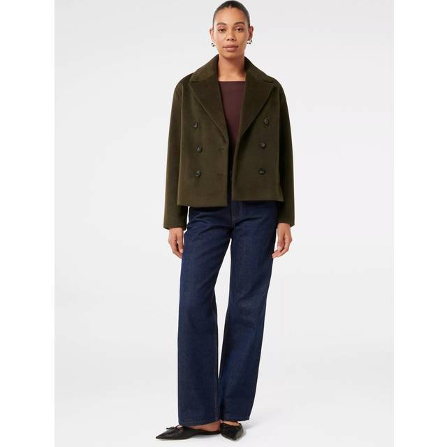 Forever New Khloe Double Breasted Peacoat, Dark Khaki