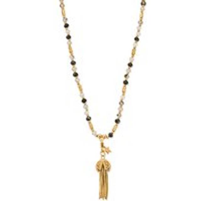 Chlobo Gold Plated Tassel Of Joy Black Rutilated Quartz Necklace