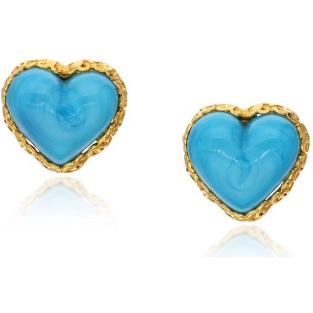 CHANEL Pre-Owned - Gold Metal, Blue Gripoix Heart Earrings, 1993 - women - Metal/glass - One Size
