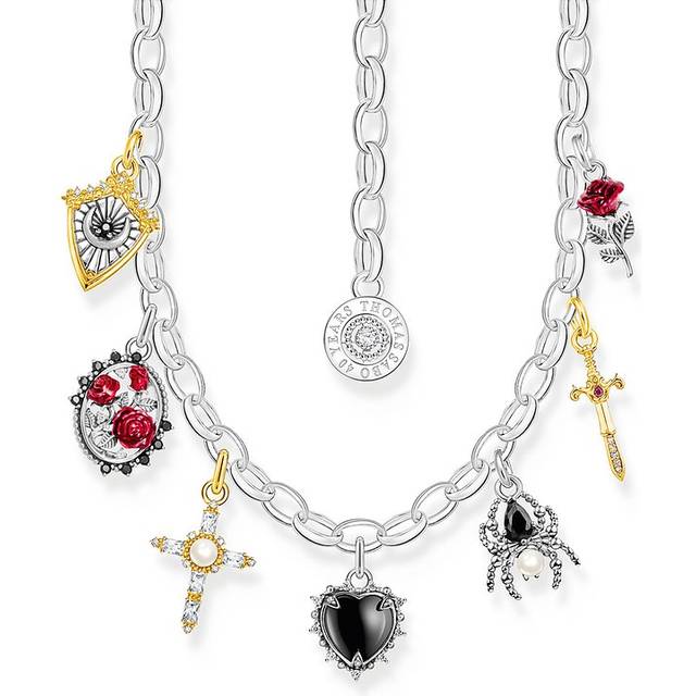 Thomas Sabo Silver necklace with pendants True Romance multicoloured KE2298-167-7-L45 - yellow gold-coloured/red/black/silver-coloured/white/dark red - 45 cm