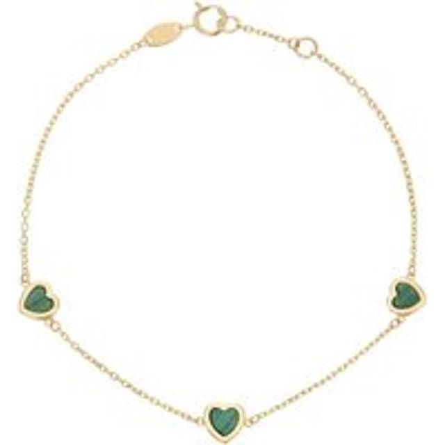9ct Yellow Gold Malachite Heart Bracelet