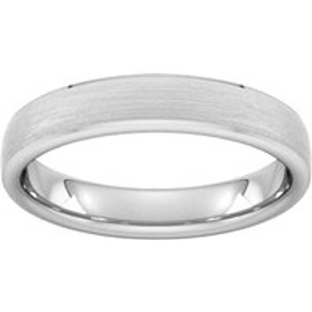 4mm D Shape Standard Polished Chamfered Edges With Matt Centre Wedding Ring In 18 Carat White Gold - Ring Size R