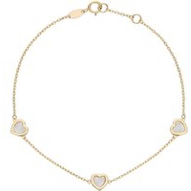 9ct Yellow Gold Mother of Pearl Heart Bracelet - Gold/Yellow Gold/Pea