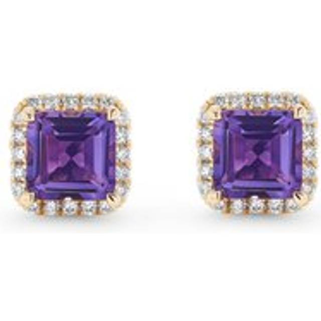 9ct Yellow Gold Diamond Amethyst Stud Earrings
