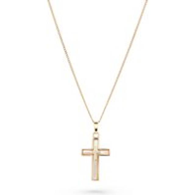9ct Yellow Gold Mother of Pearl Cross Pendant