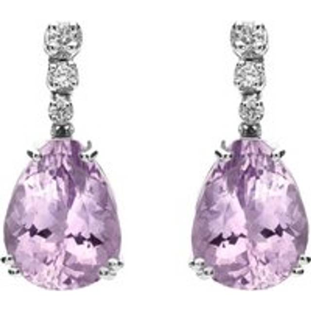 18ct White Gold 8.22ct Amethyst Diamond Drop Earrings - White Gold