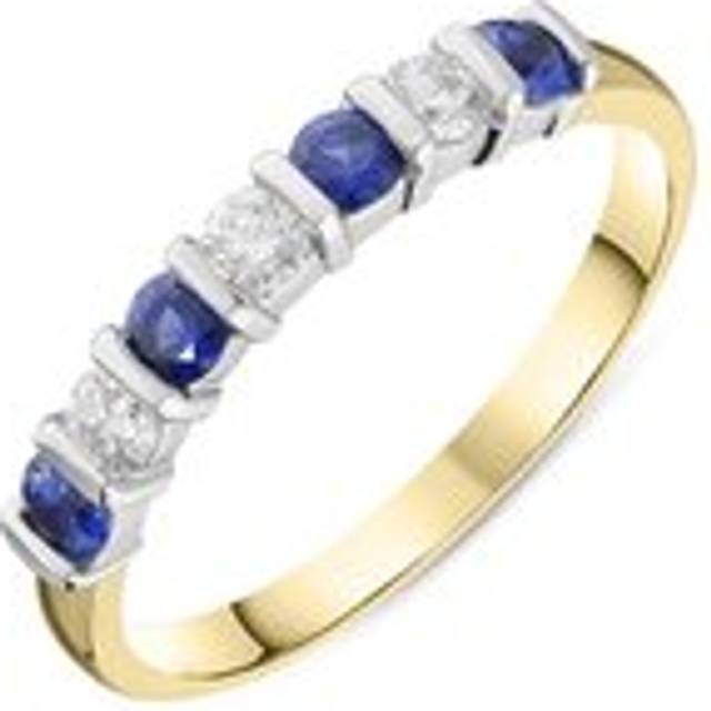 18ct Yellow Gold 0.37ct Sapphire Diamond Bar Set Half Eternity Ring