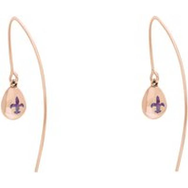 9ct Rose Gold Blue John Fleur De Lis Disc Drop Earrings - Rose Gold