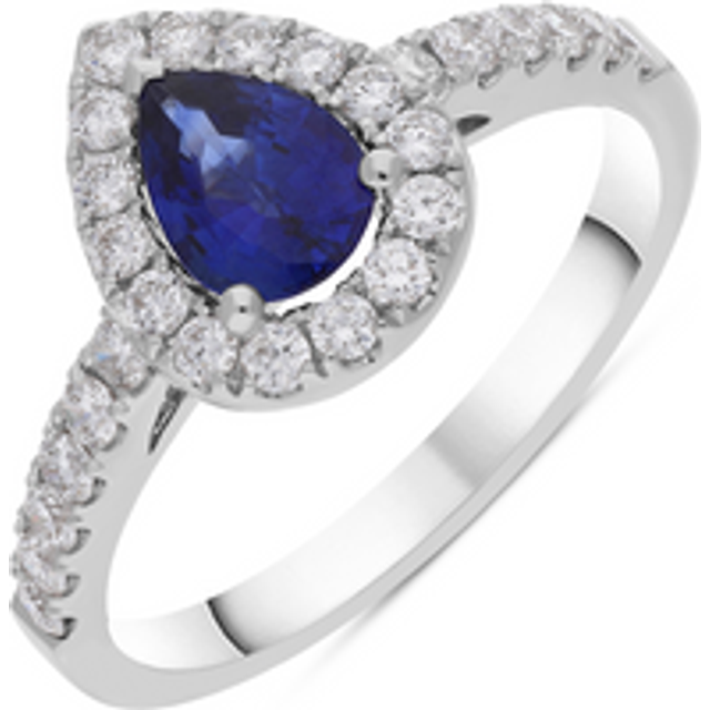 18ct White Gold 0.71ct Sapphire and Diamond Pear Ring - White Gold
