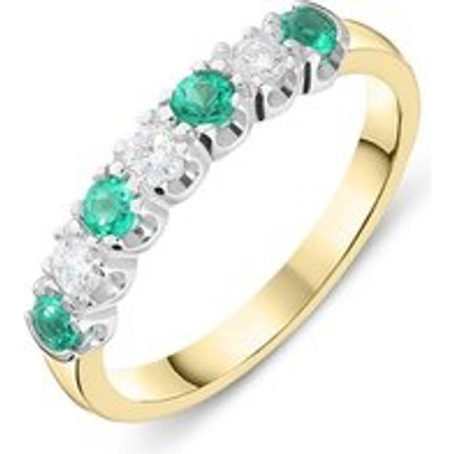 18ct Yellow Gold 0.28ct Emerald Diamond Half Eternity Ring