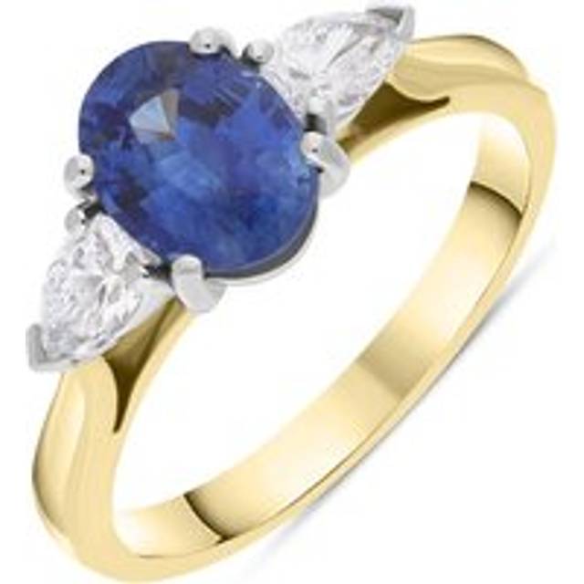 18ct Yellow Gold Sapphire Diamond Oval Cut Claw Set Ring - Yellow Gold
