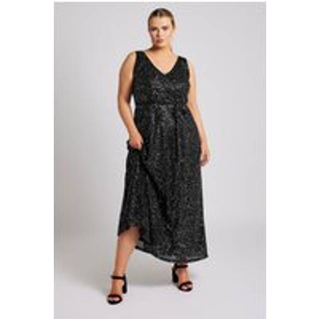 Yours London Curve Black Sequin Vneck Maxi Dress, Women's Curve & Plus Size, Yours London - 14